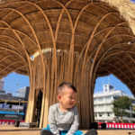 En japansk tækkemand viste ved en kulturfestival i byen Kochi, hvad strå kan. Materialerne er rishalm, træ og bambus. Pavillonen vakte opsigt og blev flittigt besøgt og benyttet.